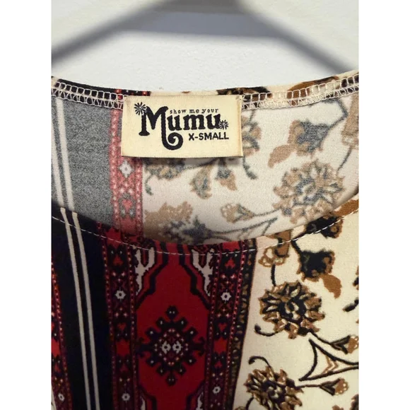 Show Me Your Mumu Mini Tunic Dress women’s XS Red Black Floral Boho Long Sleeve - Picture 16 of 16